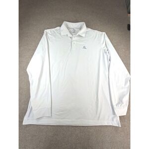 Rhoback Mens XL White Long Sleeve Performance Golf Polo Shirt Stretch Logo